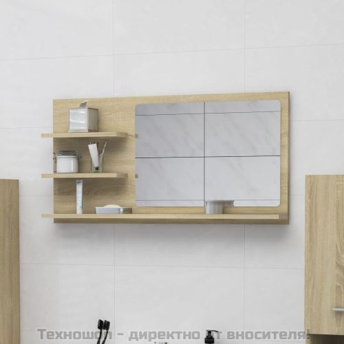 Огледало за баня, дъб сонома, 90x10,5x45 см, инженерно дърво