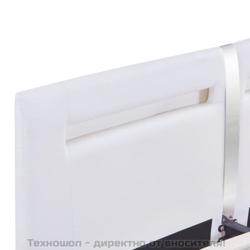 Рамка за легло с LED, бяла, изкуствена кожа, 180x200 cм