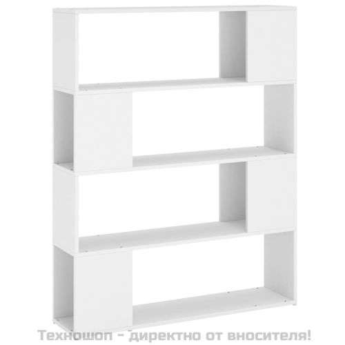Библиотека/разделител за стая, бяла, 100x24x124 см