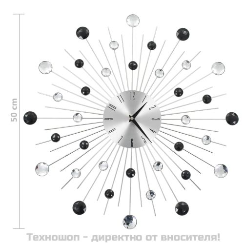 Стенен часовник с кварцов механизъм, модерен дизайн, 50 см