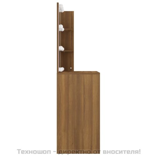 Тоалетка с LED, кафяв дъб, 60x40x140 см