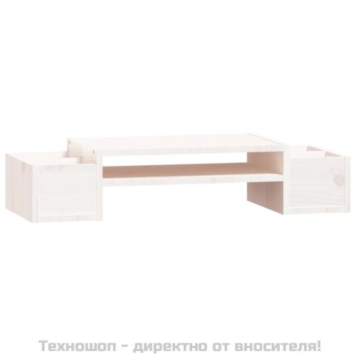 Поставка за монитор, бяла, 70x27,5x15 см, бор масив