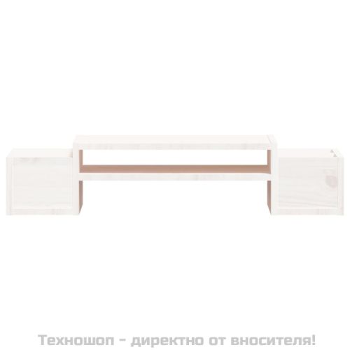 Поставка за монитор, бяла, 70x27,5x15 см, бор масив