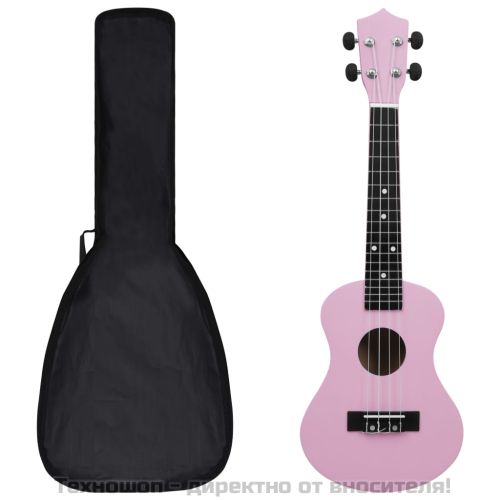 Комплект сопрано укулеле с калъф за деца, розово, 23"