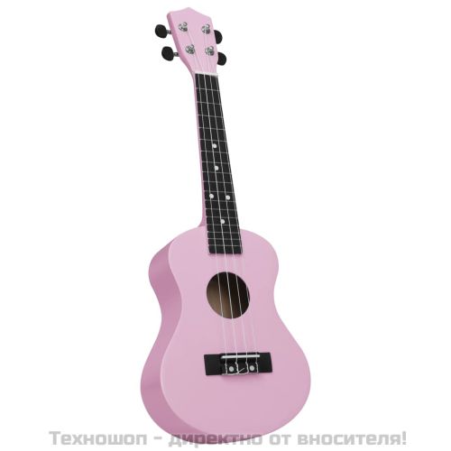 Комплект сопрано укулеле с калъф за деца, розово, 23"
