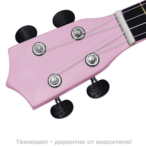 Комплект сопрано укулеле с калъф за деца, розово, 23"