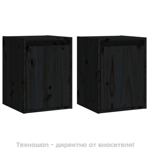 Стенни шкафове, 2 бр, черни, 30x30x40 см, бор масив