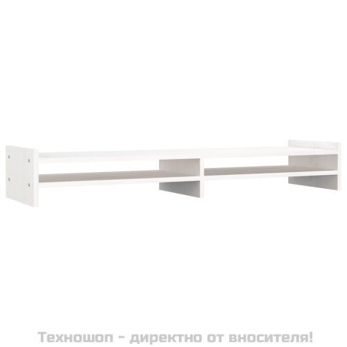 Поставка за монитор, бяла, 100x27x15 см, бор масив