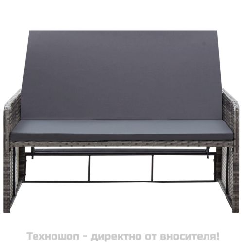 Градински комплект с възглавници, 2 части, полиратан, сив