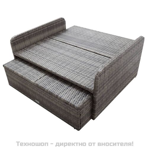 Градински комплект с възглавници, 2 части, полиратан, сив