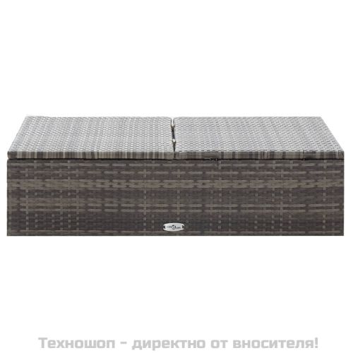 Градински комплект с възглавници, 2 части, полиратан, сив