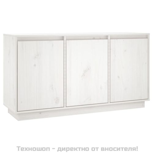 Сайдборд, бял, 111x34x60 см, бор масив