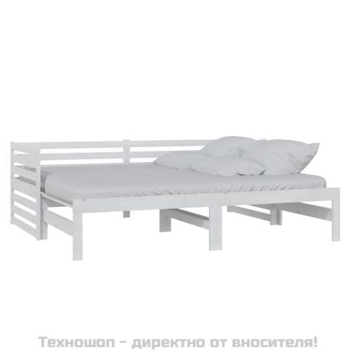Разтегателно дневно легло, без матрак, бяло, 2x(90x200) см