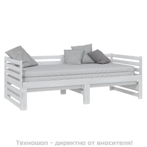 Разтегателно дневно легло, без матрак, бяло, 2x(90x200) см