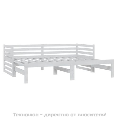 Разтегателно дневно легло, без матрак, бяло, 2x(90x200) см