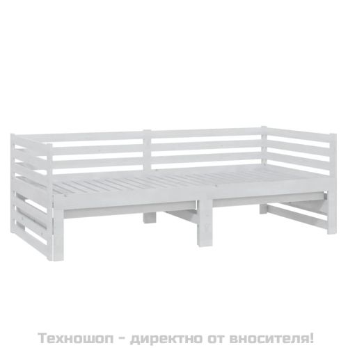 Разтегателно дневно легло, без матрак, бяло, 2x(90x200) см