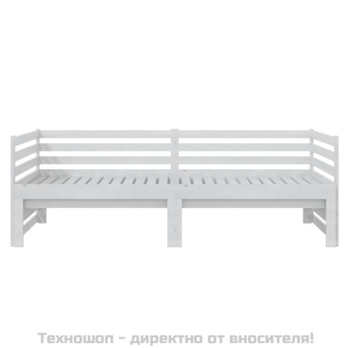Разтегателно дневно легло, без матрак, бяло, 2x(90x200) см