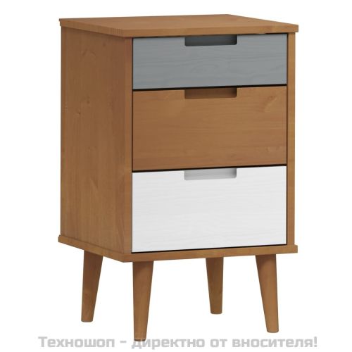 Нощно шкафче MOLDE, кафяво, 40x35x65 см, борово дърво масив