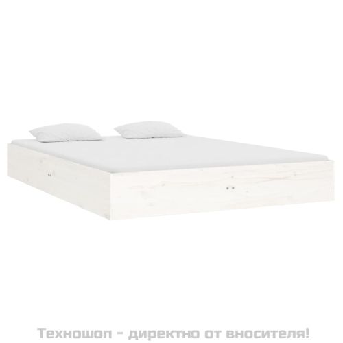 Рамка за легло, бяла, масивно дърво, 140x190 см