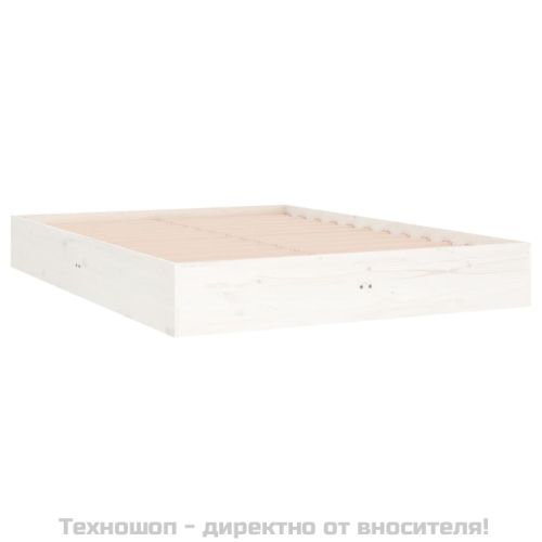 Рамка за легло, бяла, масивно дърво, 140x190 см