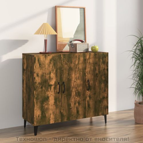 Сайдборд, опушен дъб, 90x34x80 см, инженерно дърво