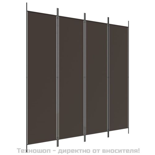 Параван за стая, 4 панела, кафяв, 200x200 см, плат