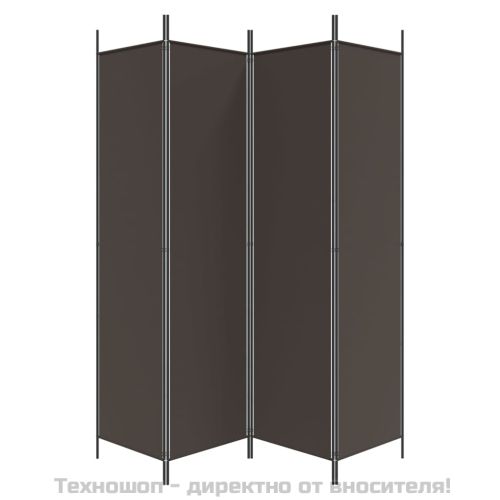Параван за стая, 4 панела, кафяв, 200x200 см, плат