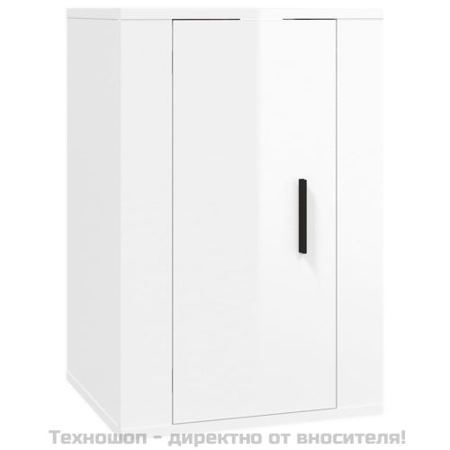 ТВ шкаф за стенен монтаж, бял гланц, 40x34,5x60 см