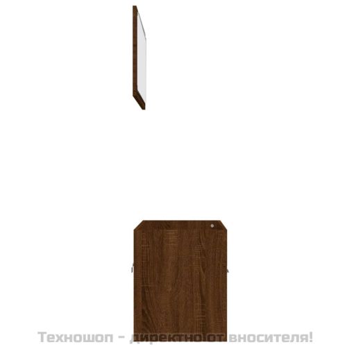 Комплект мебели за баня от 2 части, кафяв дъб, инженерно дърво