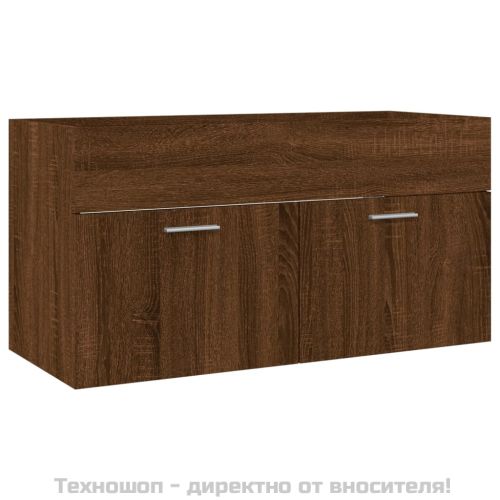 Комплект мебели за баня от 2 части, кафяв дъб, инженерно дърво
