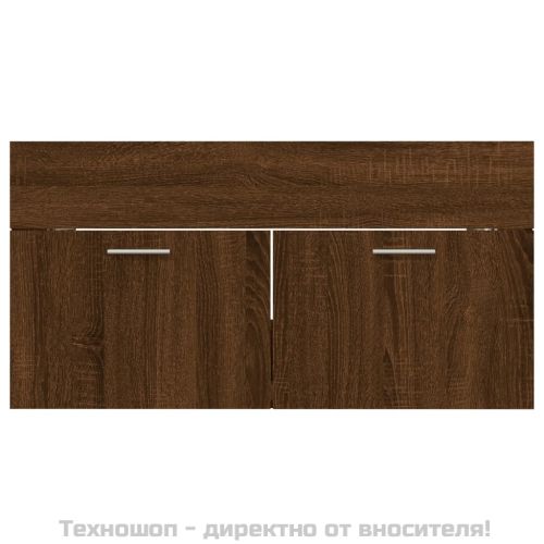 Комплект мебели за баня от 2 части, кафяв дъб, инженерно дърво