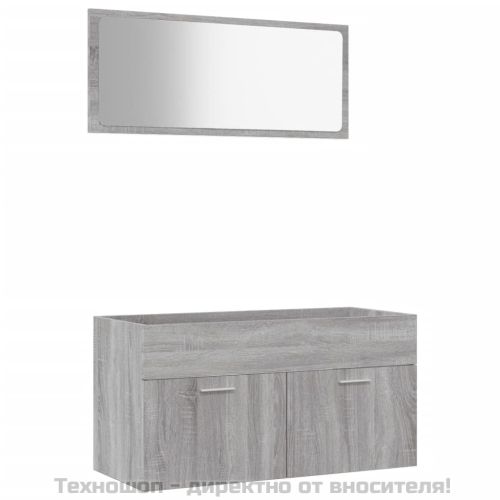 Комплект мебели за баня от 2 части сив сонома инженерно дърво