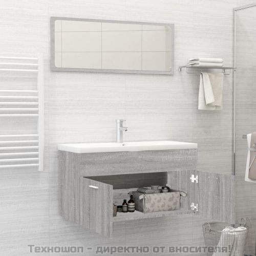 Комплект мебели за баня от 2 части сив сонома инженерно дърво