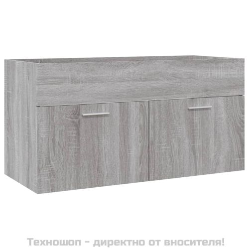 Комплект мебели за баня от 2 части сив сонома инженерно дърво