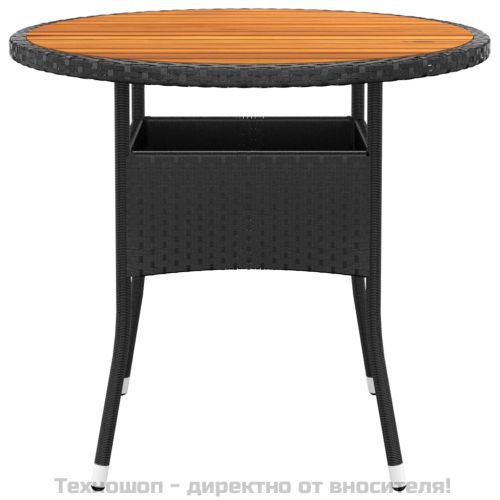 Градински трапезен комплект, 3 части, полиратан, черен