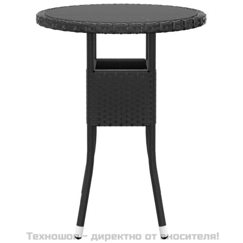 Градински трапезен комплект, 3 части, полиратан, черен