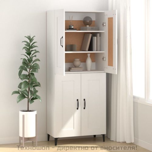 Сайдборд, бял, 69,5x34x90 см, инженерно дърво