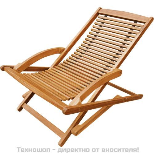 Градински шезлонг с подложка за крака, акация масив