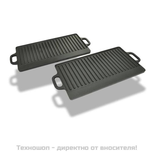 Чугунени плочи за печене с две лица, 38x23 см - 2 бр
