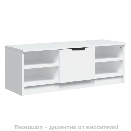 ТВ шкаф, бял, 102x35,5x36,5 см, инженерно дърво