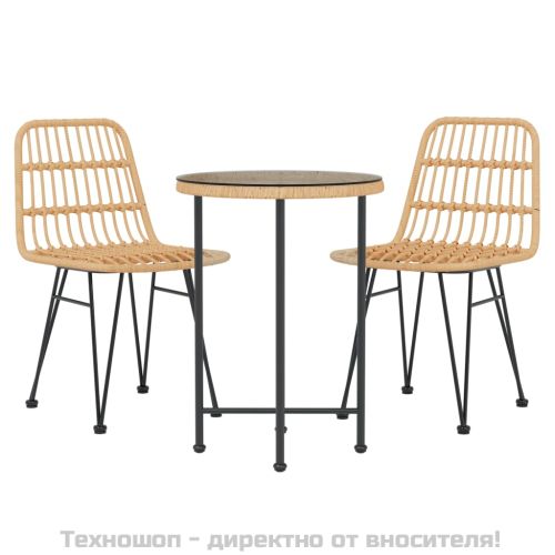 Градински трапезен комплект, 3 части, полиратан