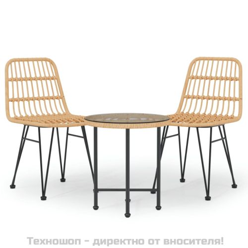 Градински трапезен комплект, 3 части, полиратан