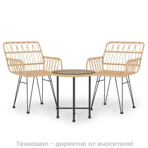 Градински трапезен комплект, 3 части, полиратан