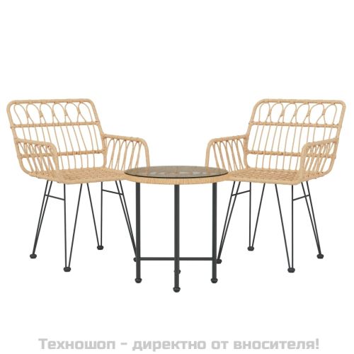 Градински трапезен комплект, 3 части, полиратан