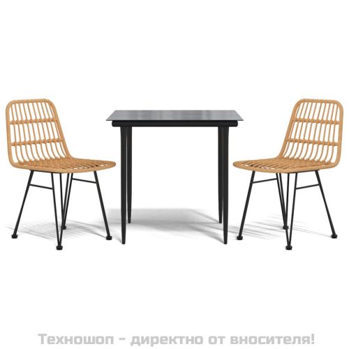 Градински трапезен комплект, 3 части, полиратан