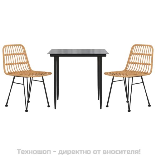 Градински трапезен комплект, 3 части, полиратан