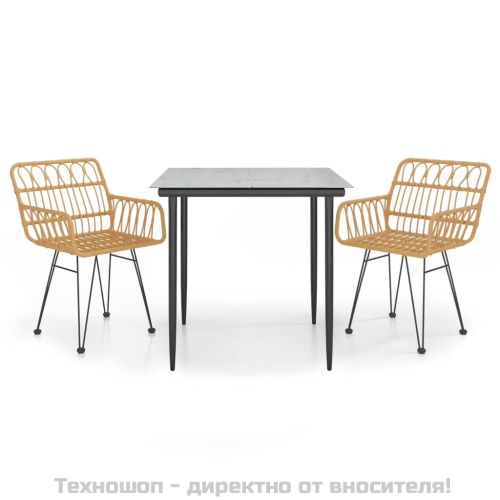 Градински трапезен комплект, 3 части, полиратан