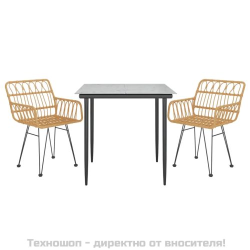 Градински трапезен комплект, 3 части, полиратан