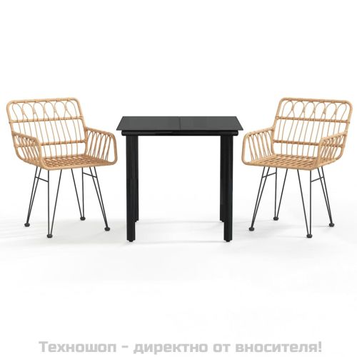 Градински трапезен комплект, 3 части, полиратан