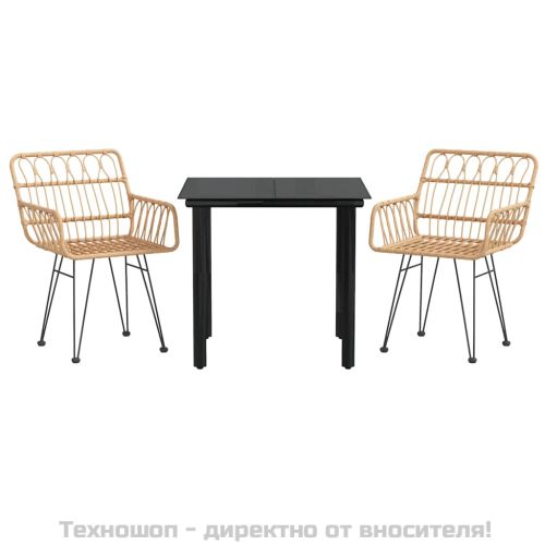 Градински трапезен комплект, 3 части, полиратан